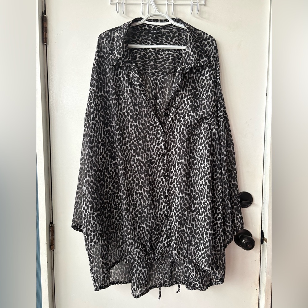 Torrid Black and Gray Animal Print Blouse